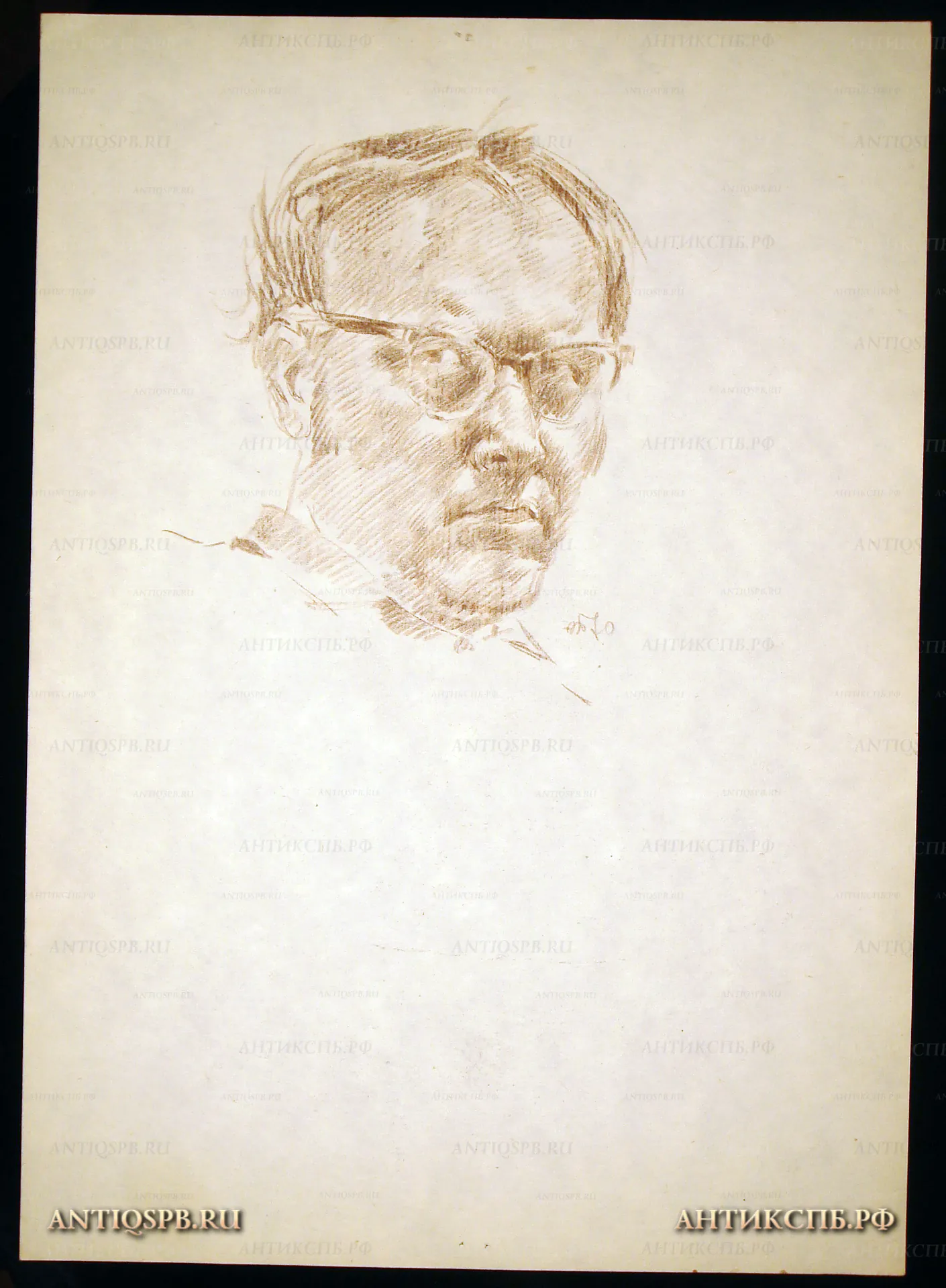 Рисунок "Автопортрет". Бумага, карандаш. Автор: Поляков Александр Иванович (1921-1998). Вт. пол. ХХ века. СССР. №49П
